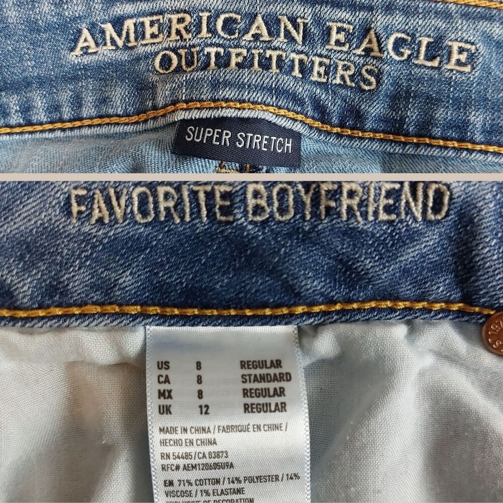 American Eagle Favorite Boyfriend Super Stretch Jeans Women's 8 (Fit 32x30) Blue - Picture 4 of 8